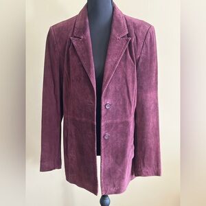 St. John’s Bay Washable Suede Jacket Blazer Burgundy/Wine Size Medium